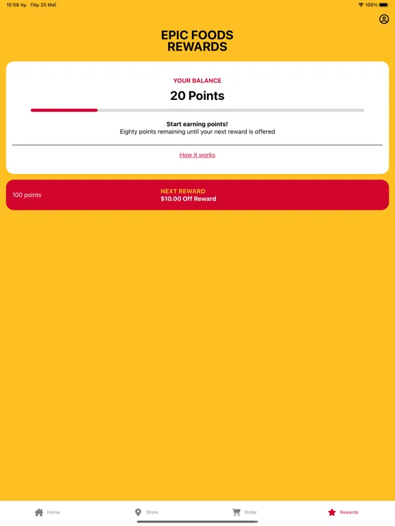 Ảnh chụp màn hình của Epic Foods Mobile App iPad 