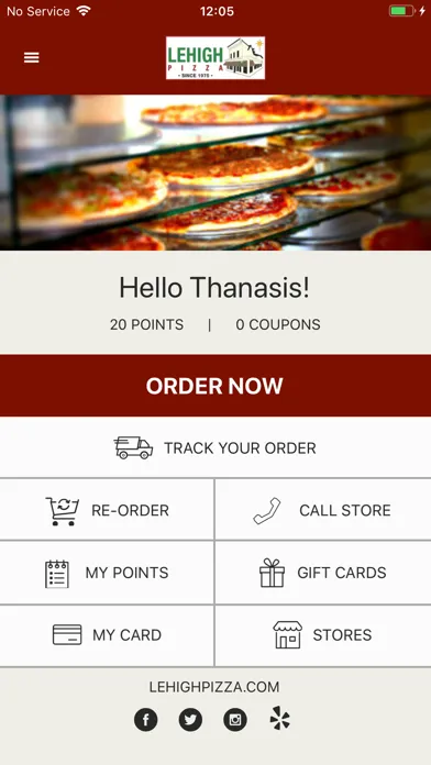 Capturas de tela do Lehigh Pizza