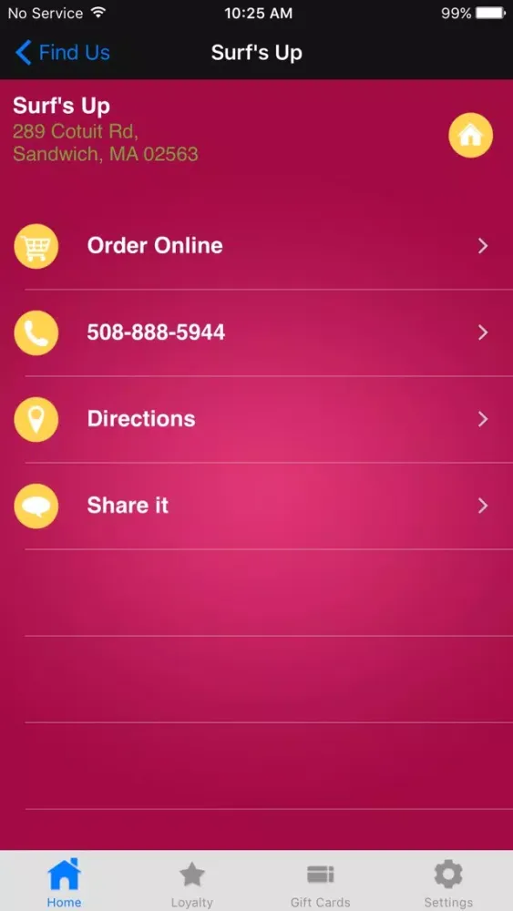 Ảnh chụp màn hình của Surf's Up Pizza