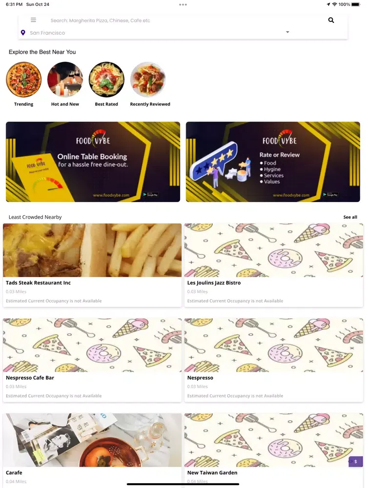 Food Vybe iPad  Screenshots