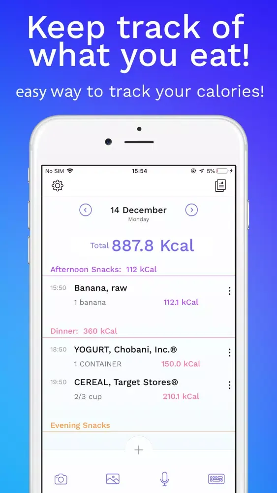 Ảnh chụp màn hình của FoodWise Calorie Counter