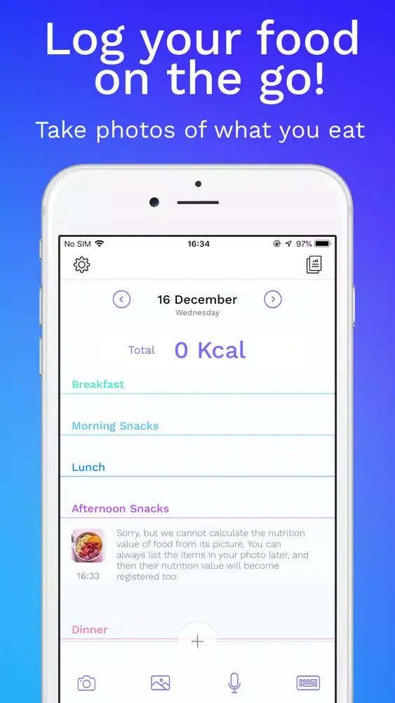 Ảnh chụp màn hình của FoodWise Calorie Counter