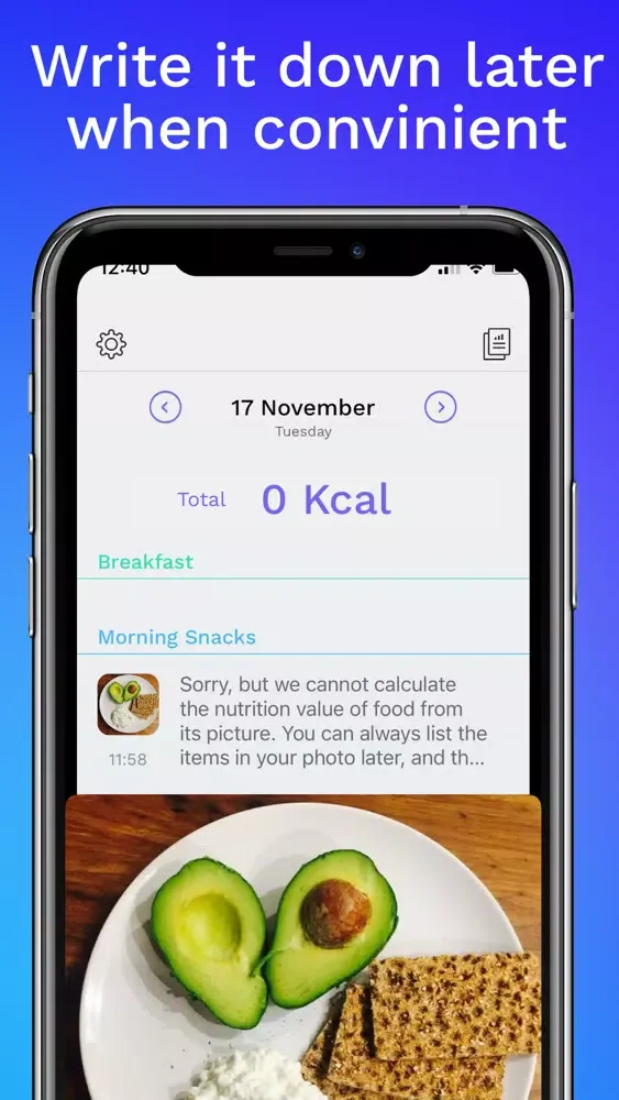 Ảnh chụp màn hình của FoodWise Calorie Counter