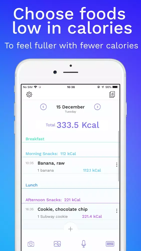 Ảnh chụp màn hình của FoodWise Calorie Counter