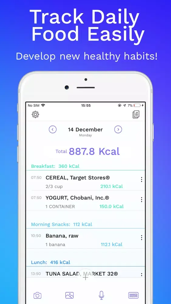 Ảnh chụp màn hình của FoodWise Calorie Counter