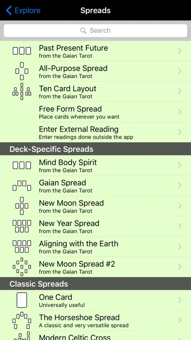 Capturas de tela do Gaian Tarot