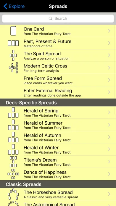 Capturas de tela do Victorian Fairy Tarot