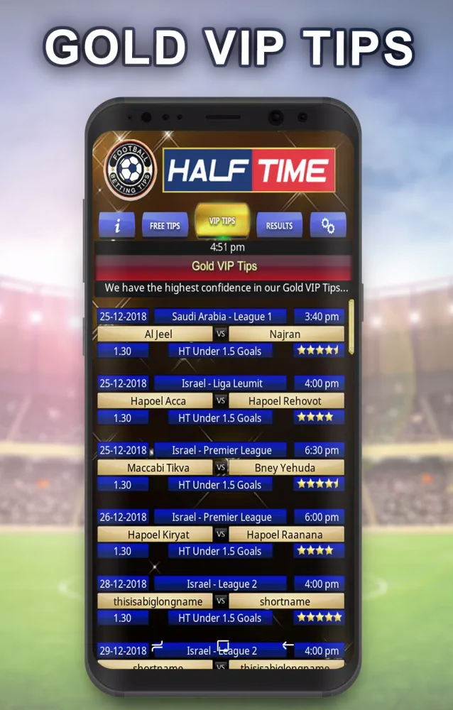 Ảnh chụp màn hình của Half Time football betting tip
