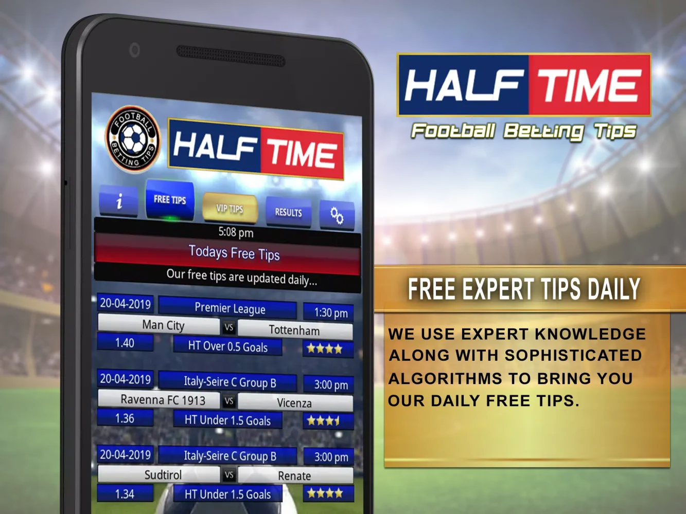 Ảnh chụp màn hình của Half Time football betting tip