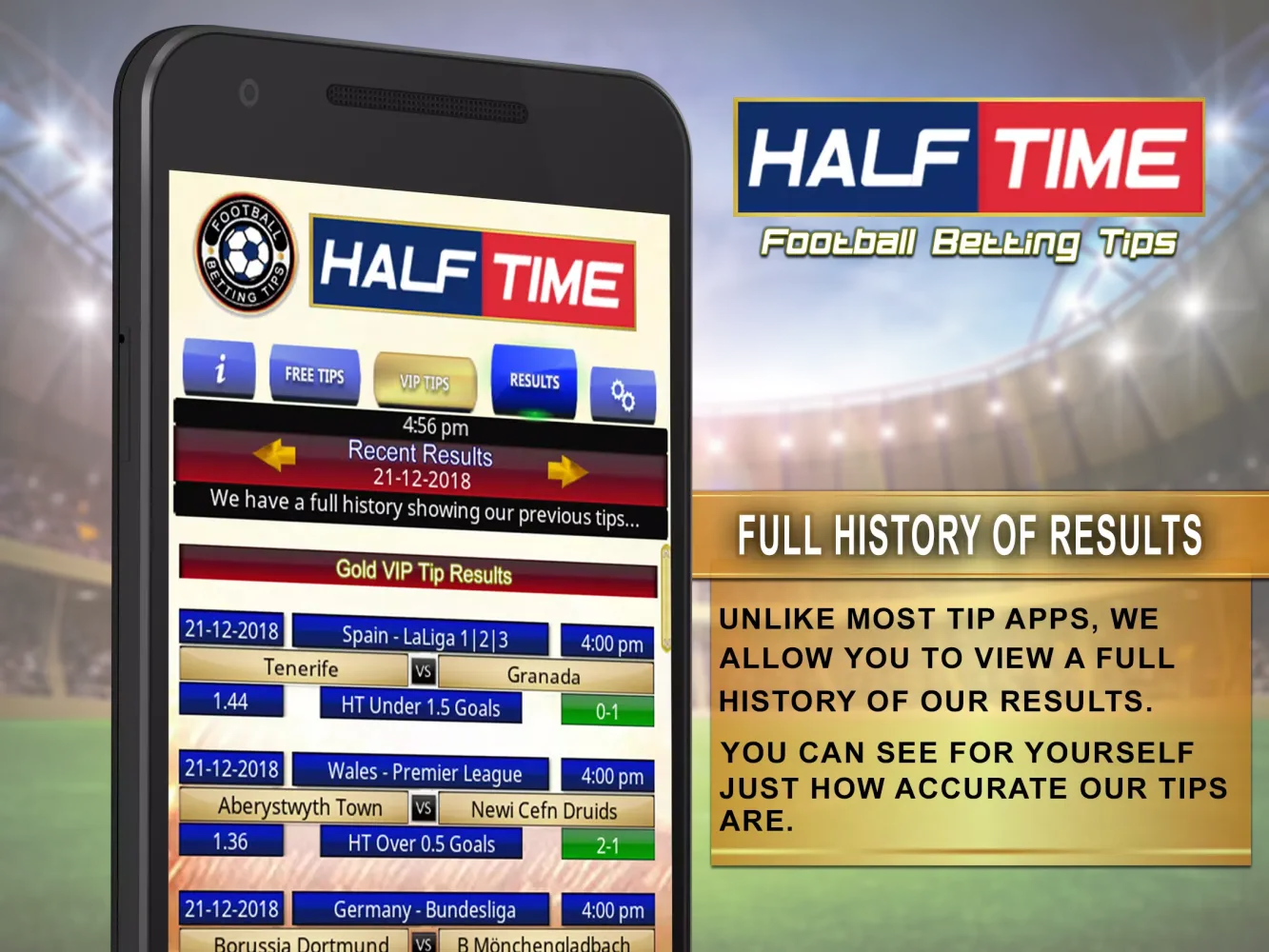 Ảnh chụp màn hình của Half Time football betting tip