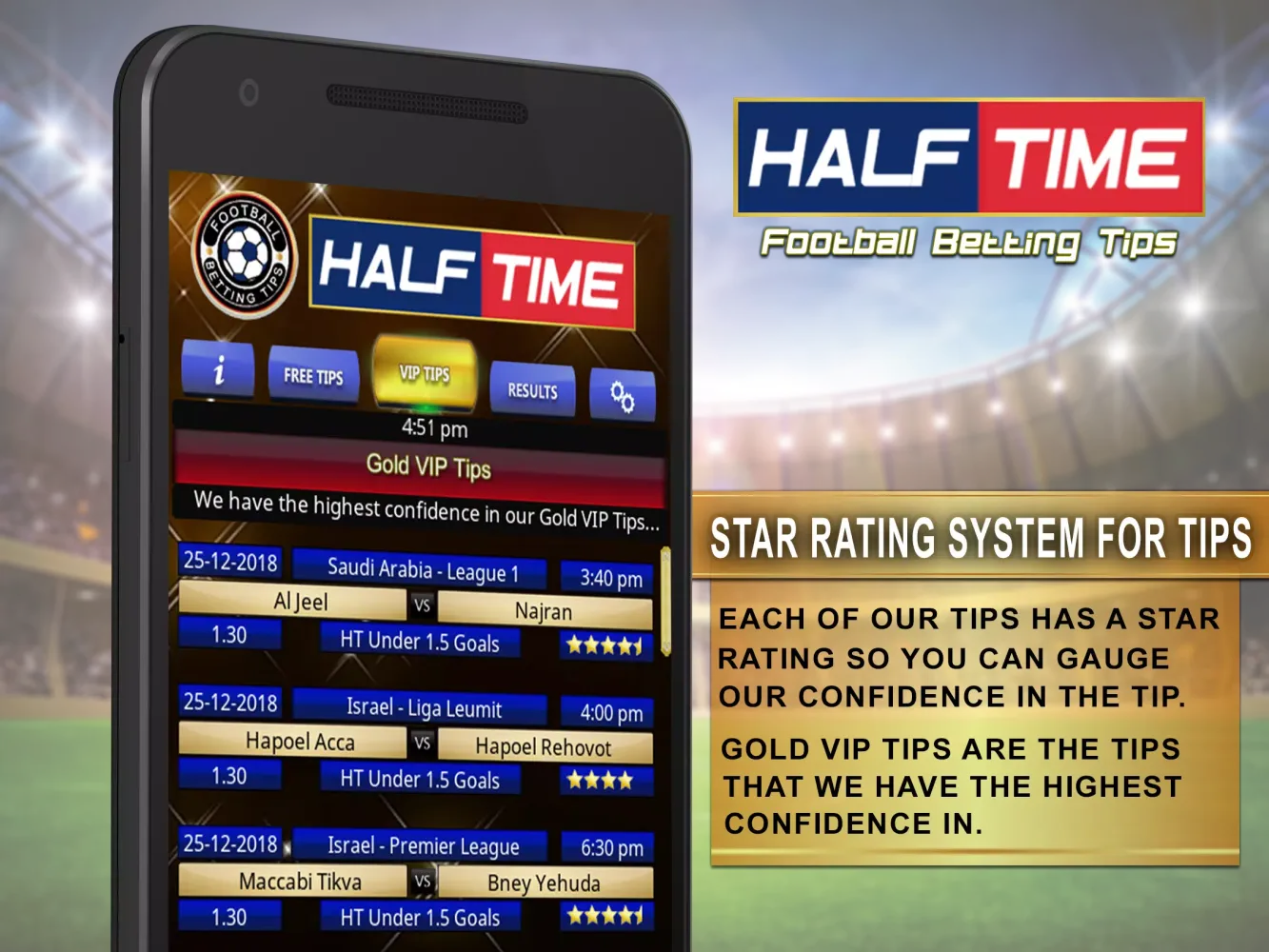 Ảnh chụp màn hình của Half Time football betting tip