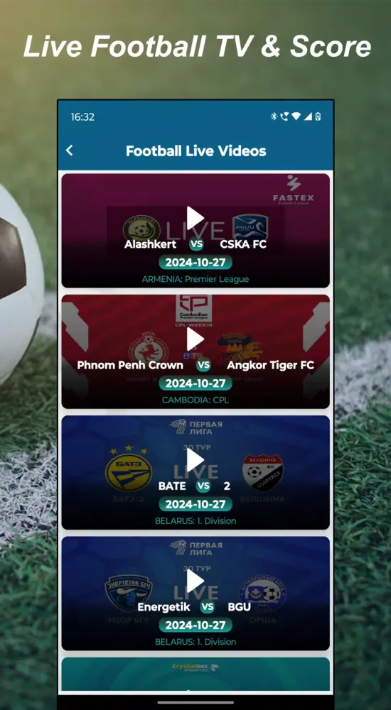 Capturas de tela do Live Football TV HD Streaming