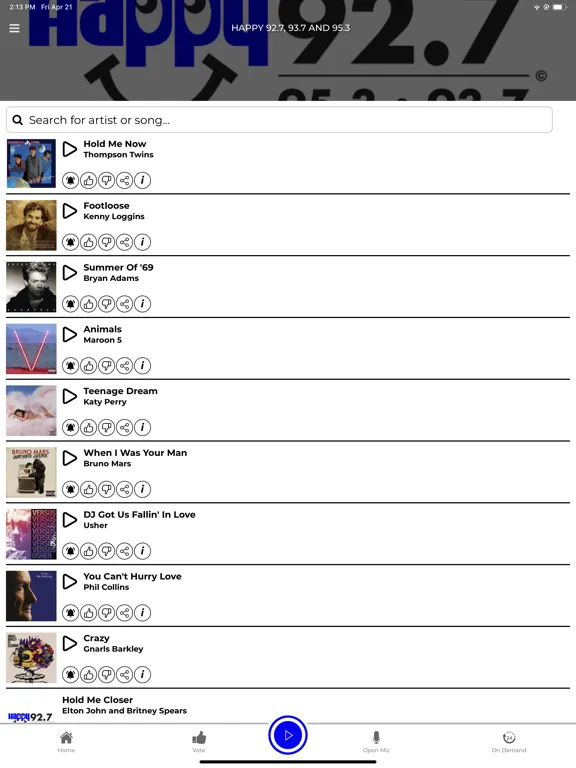 Happy 92.7 93.7 95.3 iPad  Screenshots