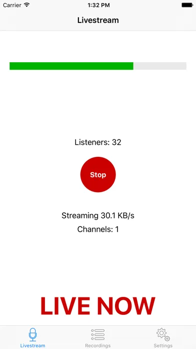 ภาพหน้าจอของ Sermons.io Livestream Broadcaster