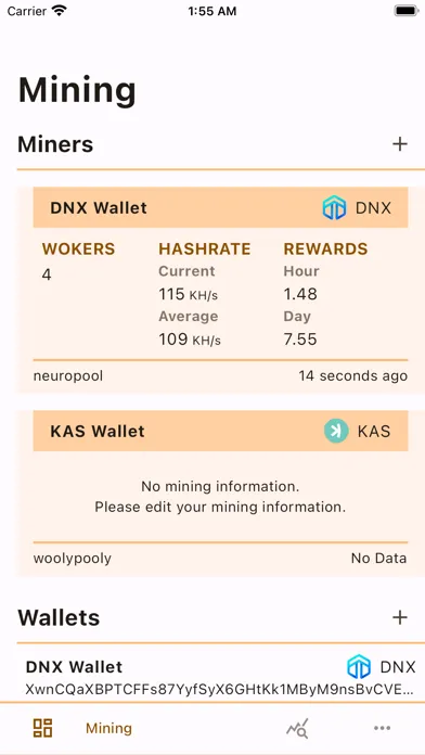 Capturas de tela do Crypto Coin Mining Monitor