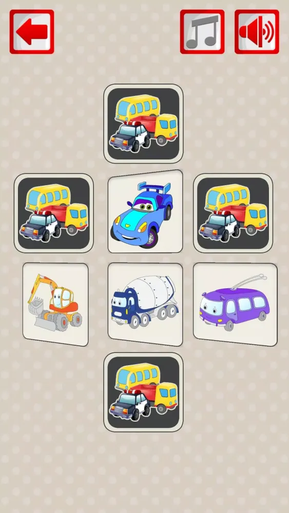 Cars Matching Game Screenshots