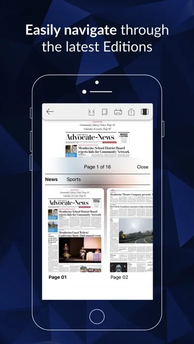 Captures d'écran de Fort Bragg Advocate e-Edition