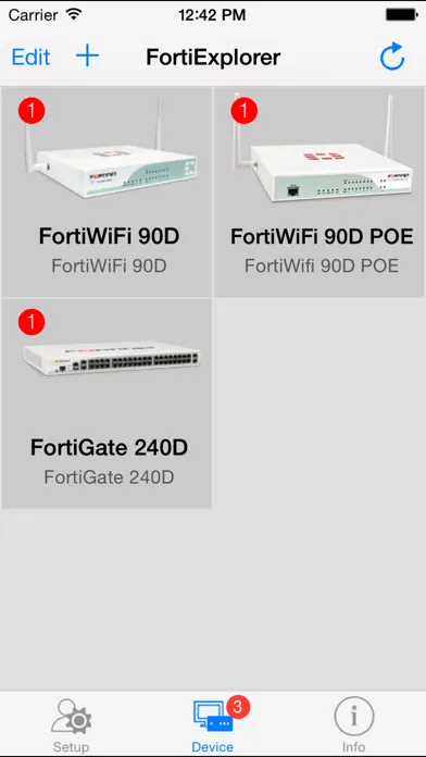 Capturas de tela do FortiExplorer Lite