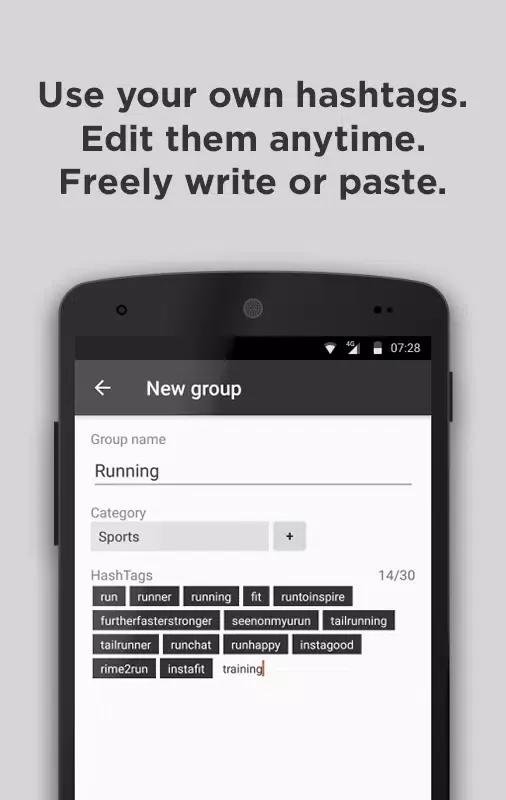 Zrzuty ekranu HashTag Organizer