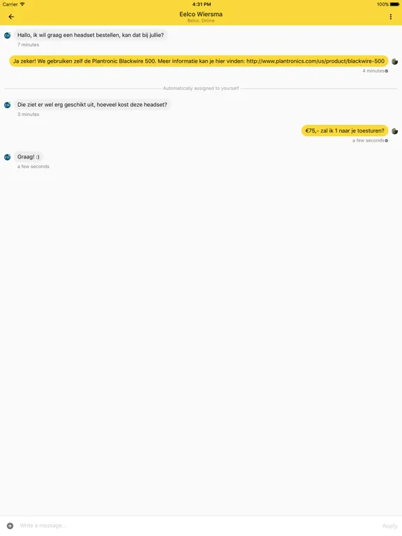 Screenshot di Belco.io iPad 