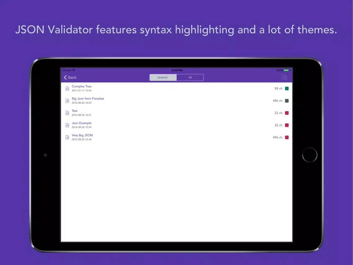 Screenshot di JSON Formatter & Validator iPad 