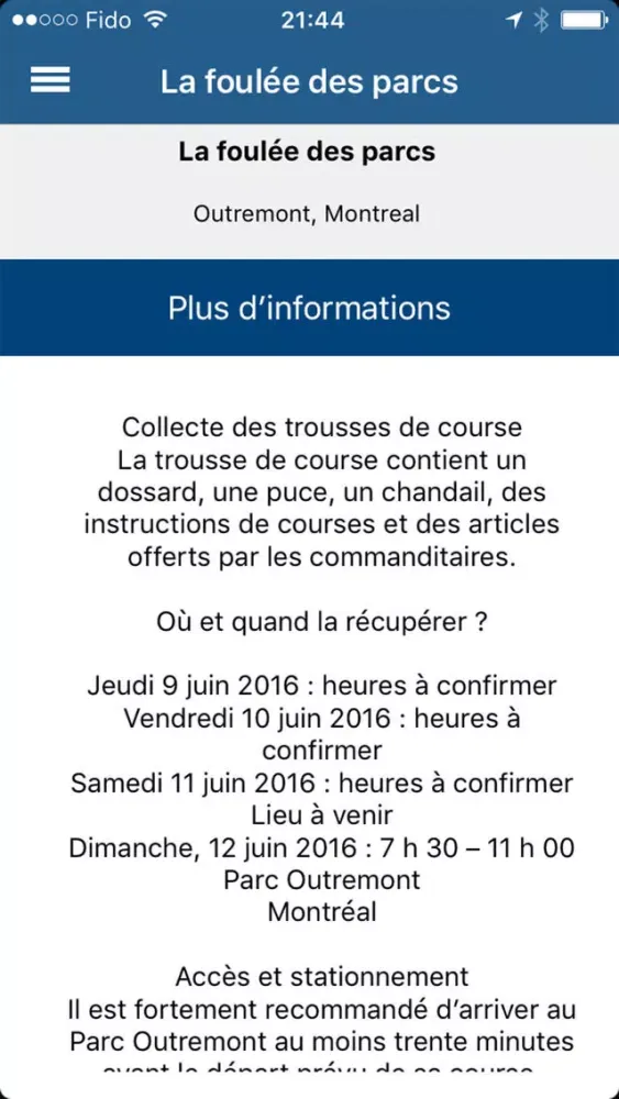 Foulée des parcs Outremont スクリーンショット