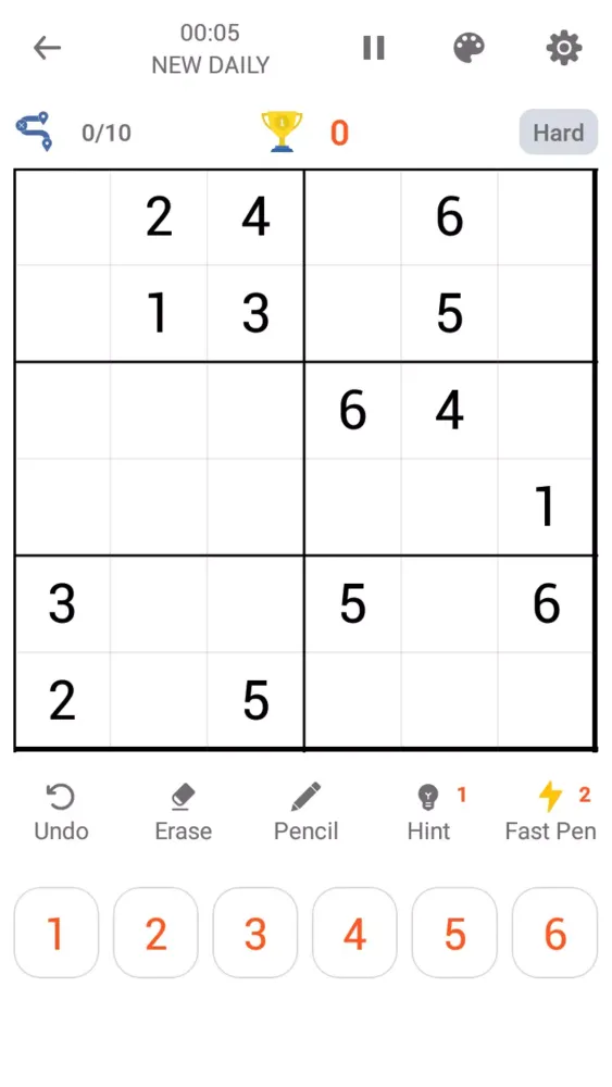 6x6 Classic Sudoku Screenshots