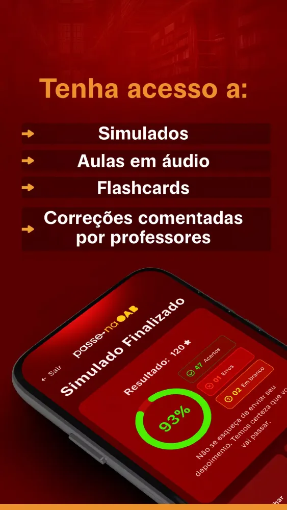 Capturas de tela do Passe na OAB