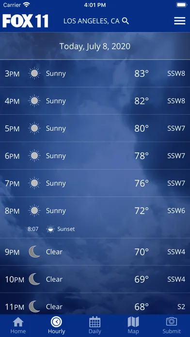 Tangkapan skrin FOX 11 Los Angeles: Weather