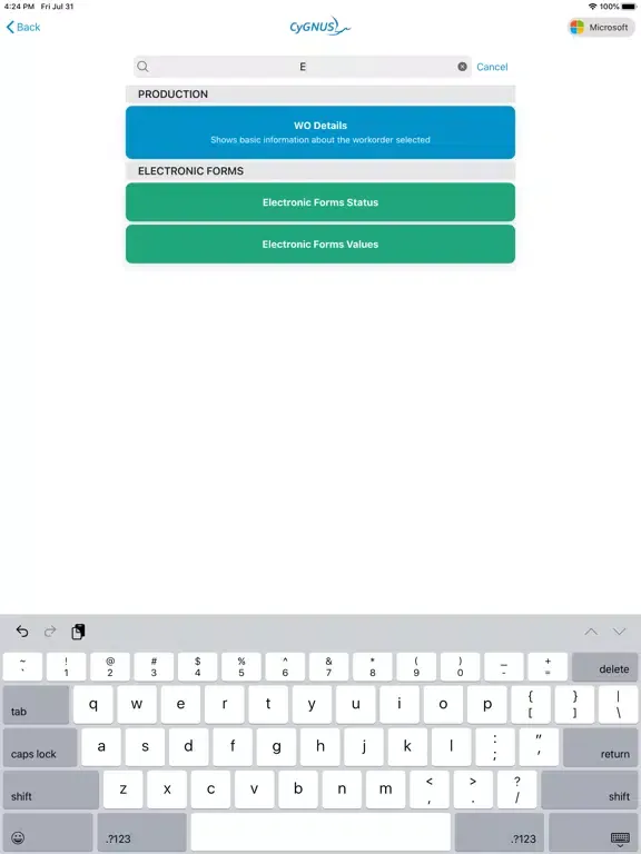 CyGNUS App iPad  Ekran Görüntüleri