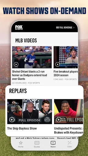 Tangkapan skrin FOX Sports: Watch Live