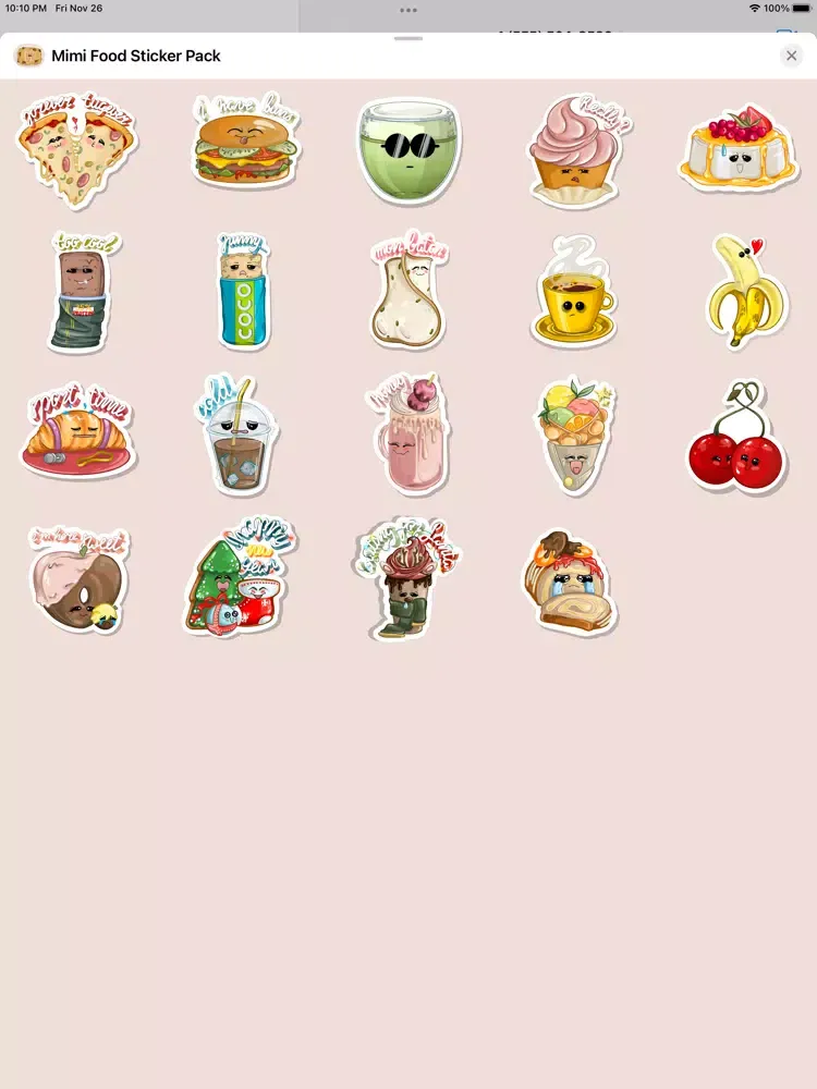 Capturas de tela do Mimi Food Sticker Pack iPad 
