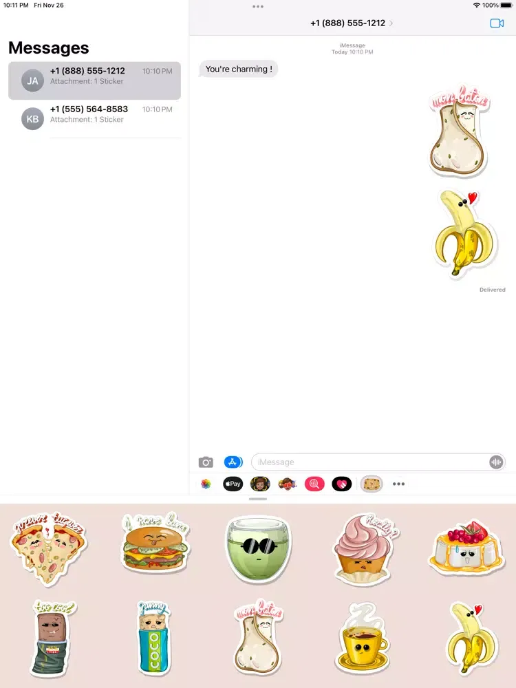 Capturas de tela do Mimi Food Sticker Pack iPad 