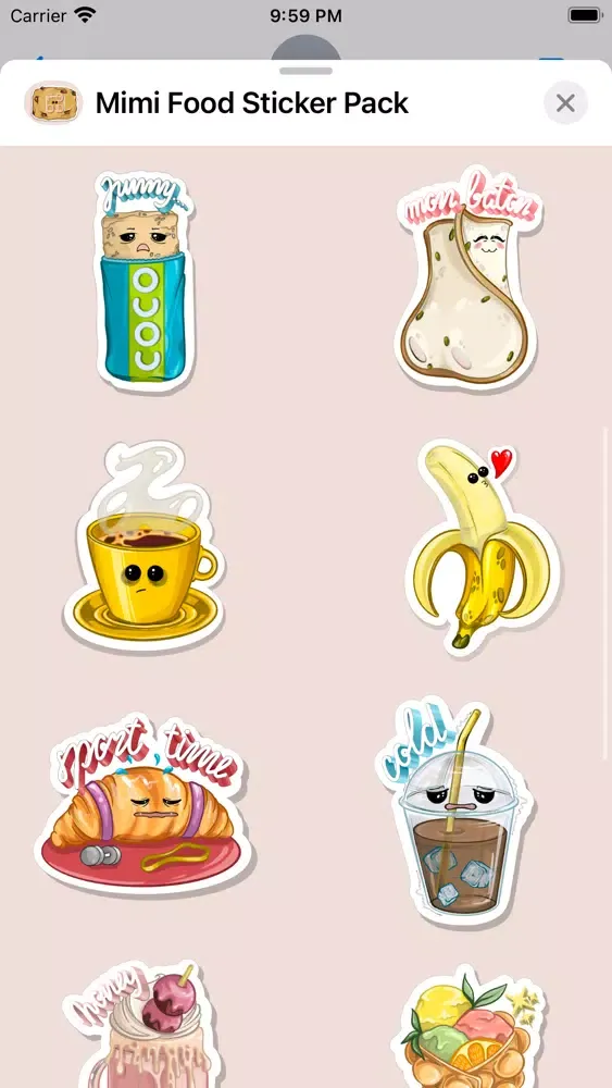 Capturas de tela do Mimi Food Sticker Pack