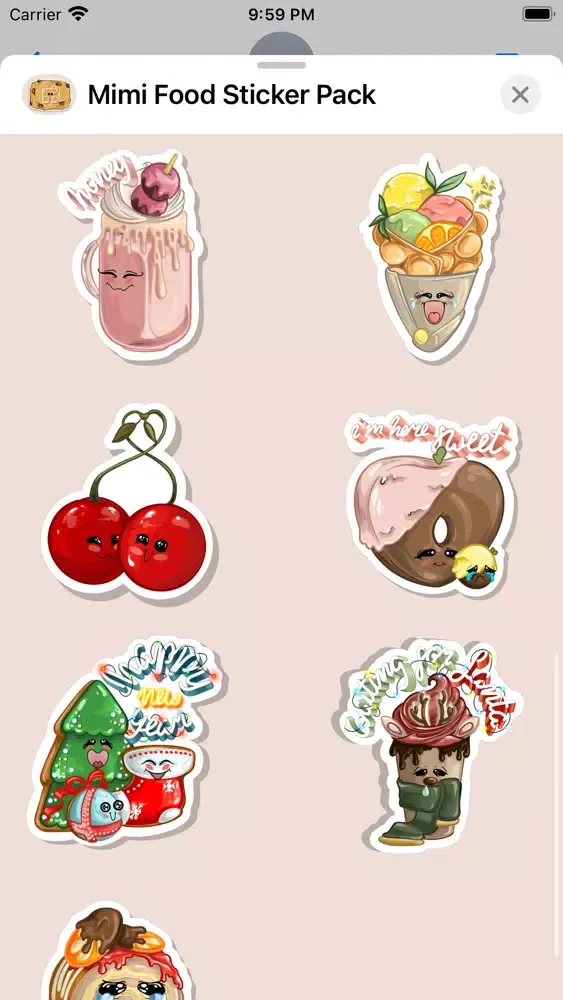 Capturas de tela do Mimi Food Sticker Pack