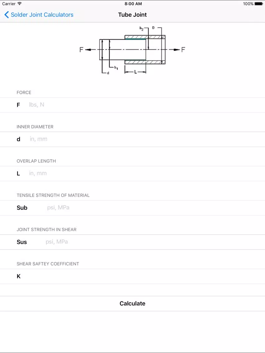 Solder Joint Calculators - Plumber, Electronics iPad  स्क्रीनशॉट