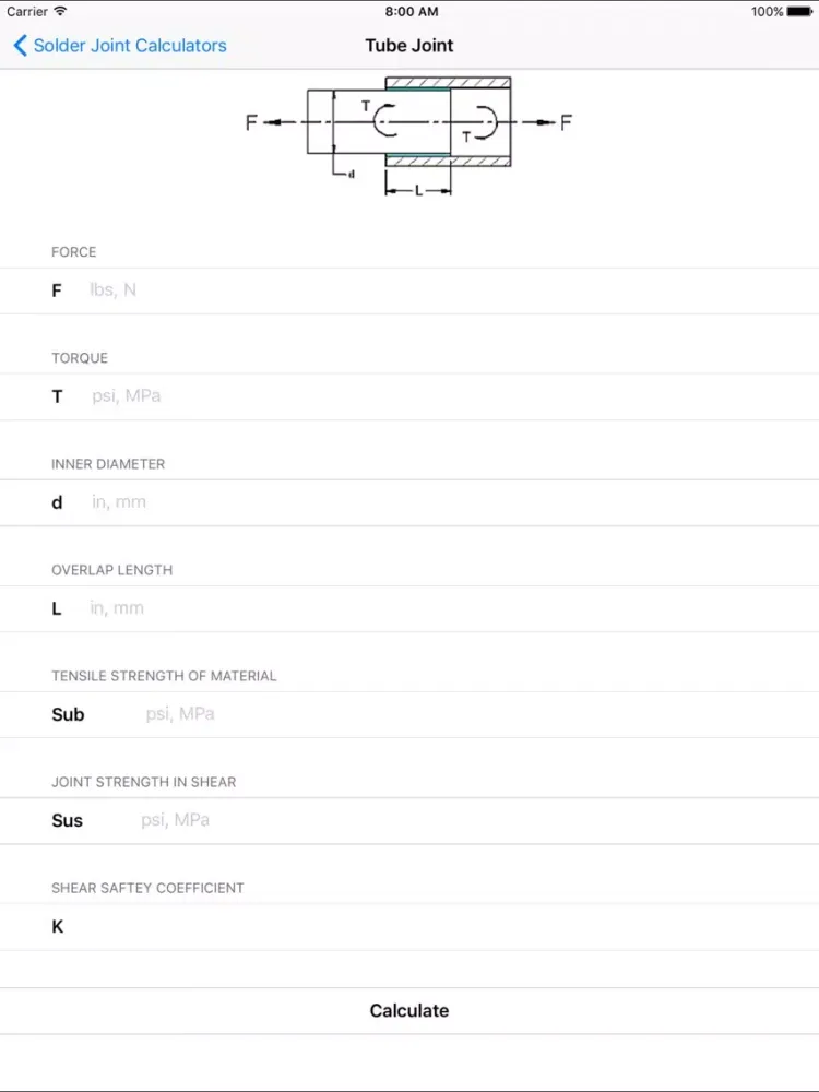 ภาพหน้าจอของ Solder Joint Calculators - Plumber, Electronics iPad 