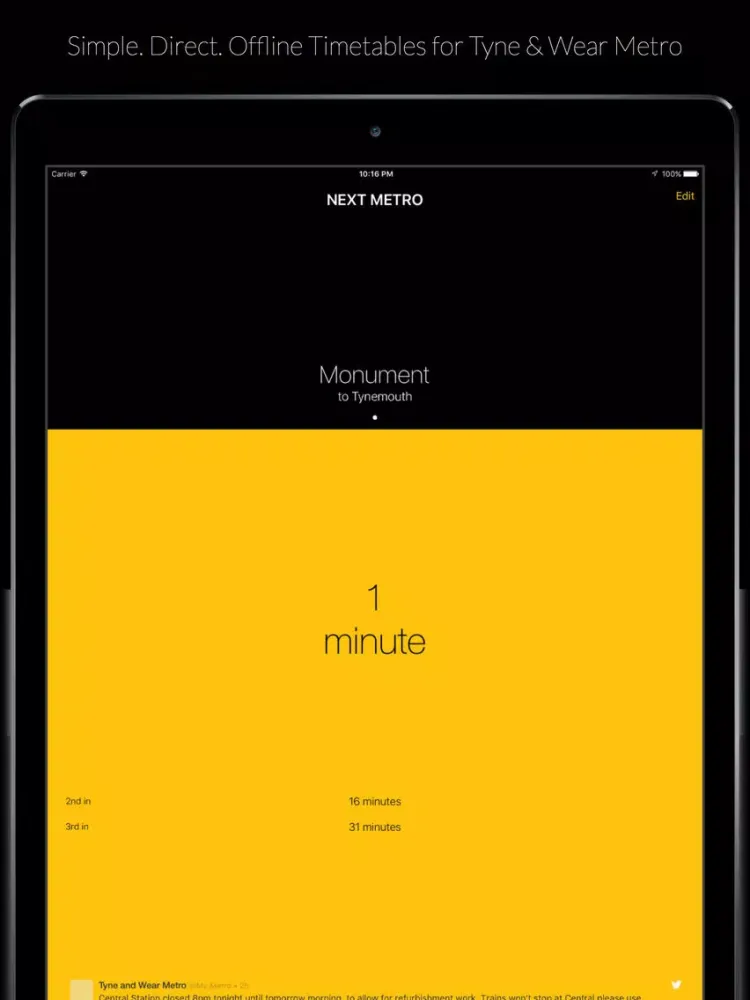 Next Metro : Timetable for Tyne & Wear iPad  स्क्रीनशॉट
