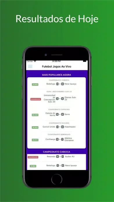 Capturas de tela do Futebol Jogos Ao Vivo