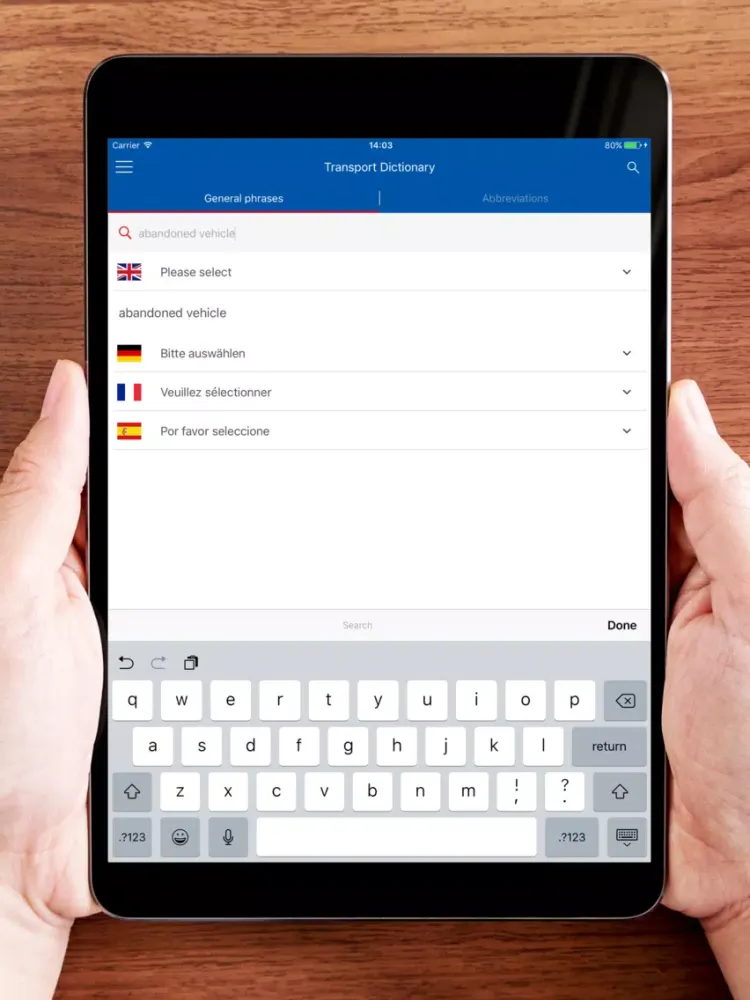 Transport Dictionary iPad  Screenshots