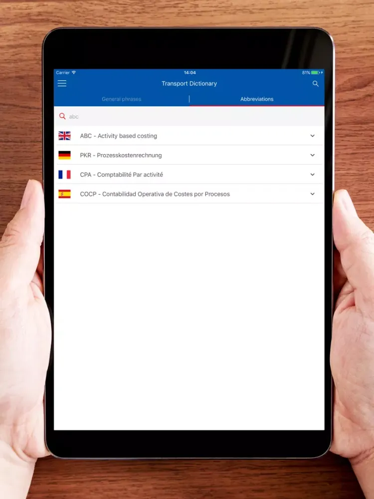 Transport Dictionary iPad  Screenshots