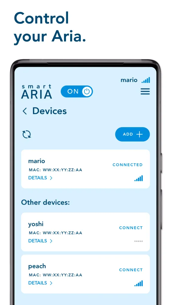 Tangkapan layar Smart Aria