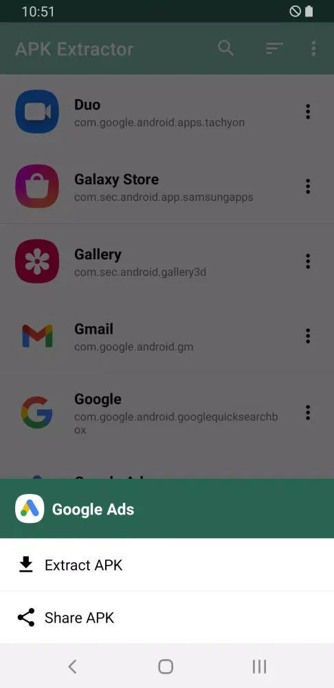 Capturas de tela do APK Extractor