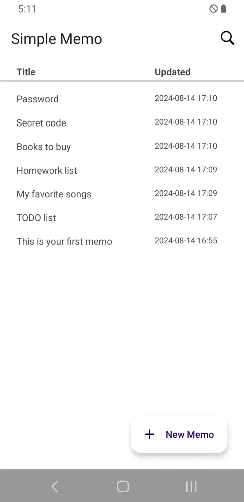 Screenshot di Simple Memo
