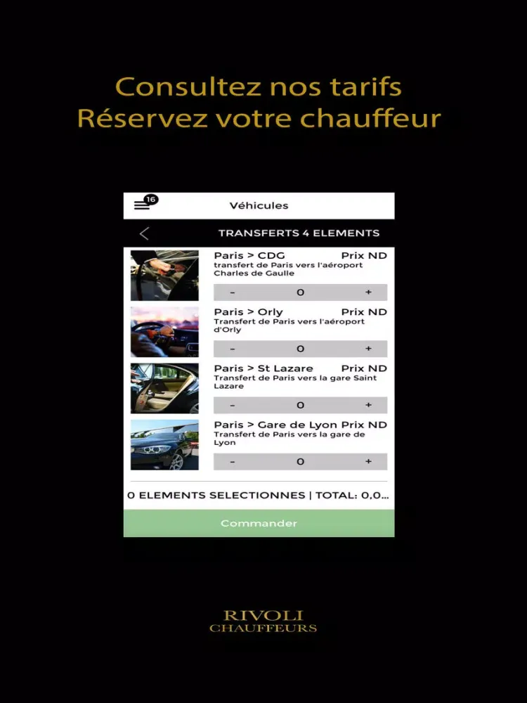 Captures d'écran de Rivoli Chauffeurs iPad 