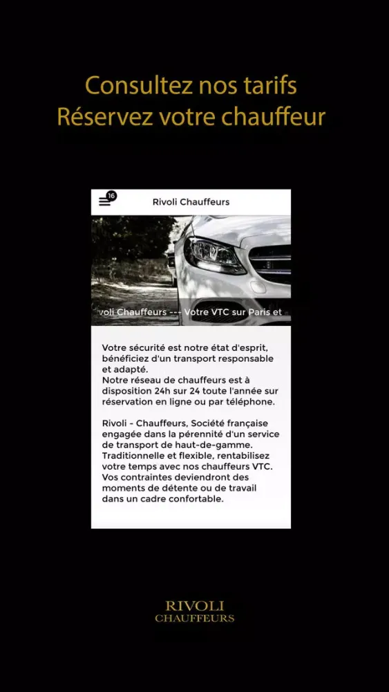 Captures d'écran de Rivoli Chauffeurs