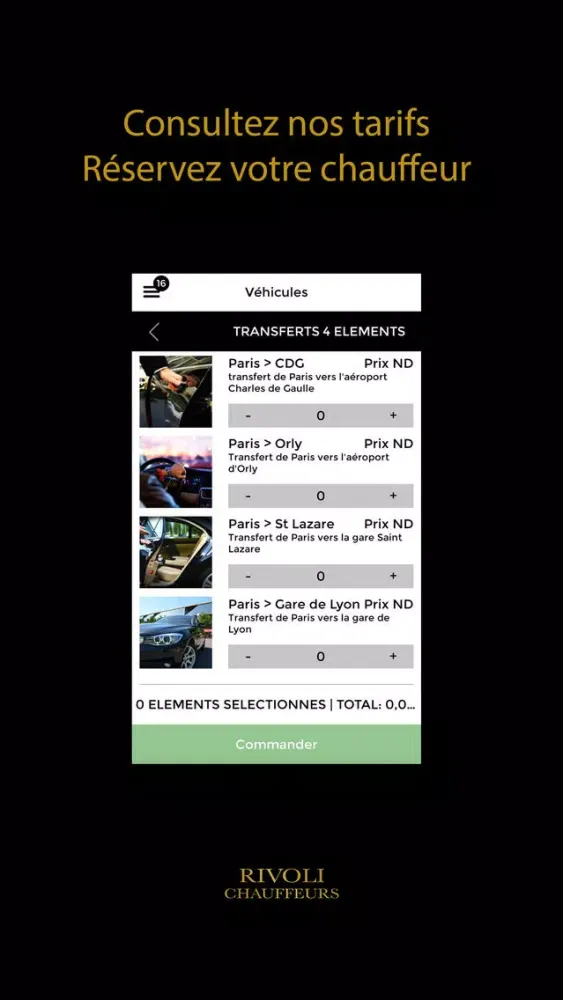 Captures d'écran de Rivoli Chauffeurs