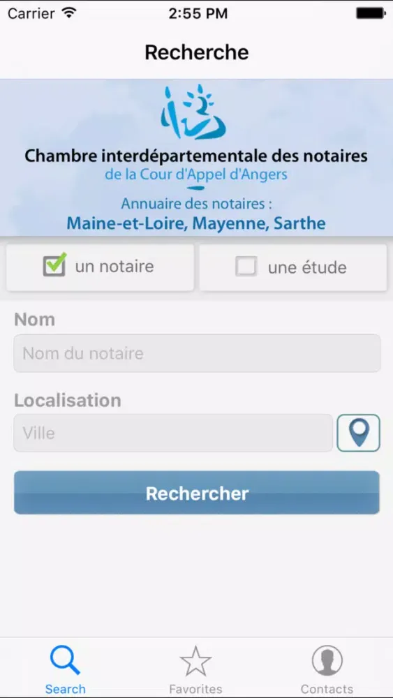Zrzuty ekranu Annuaire des notaires de la Cour d'Appel d'Angers