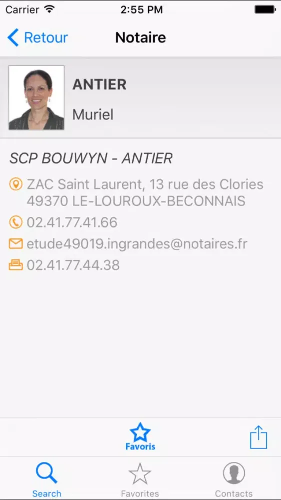 Zrzuty ekranu Annuaire des notaires de la Cour d'Appel d'Angers