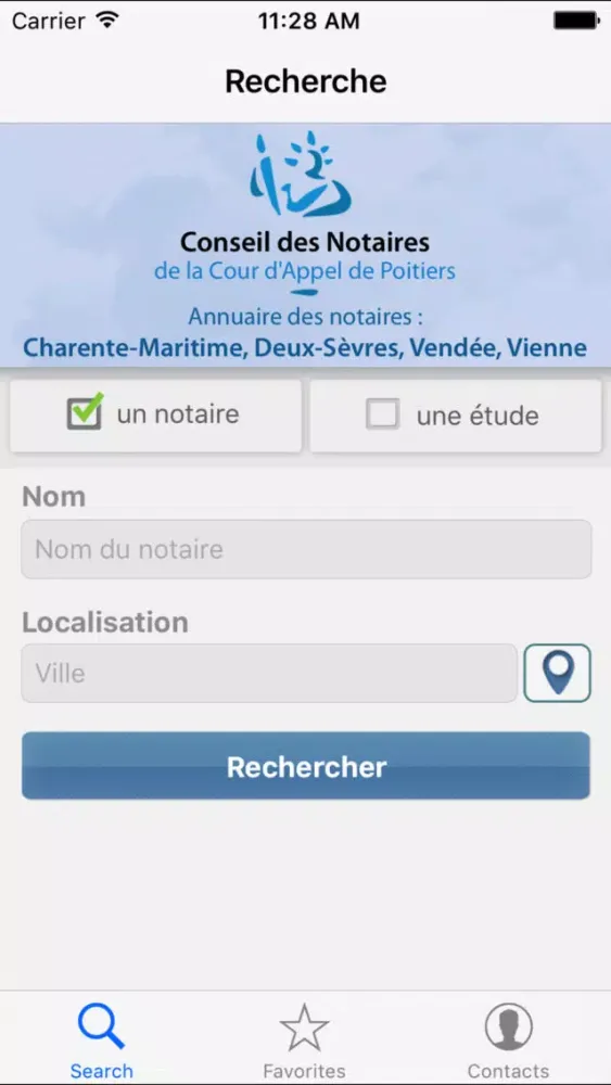 Captures d'écran de Annuaire des Notaires de Poitiers